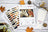 Lucas embroidery thread color chart and packaging on a wooden surface with fall leaves and branches.