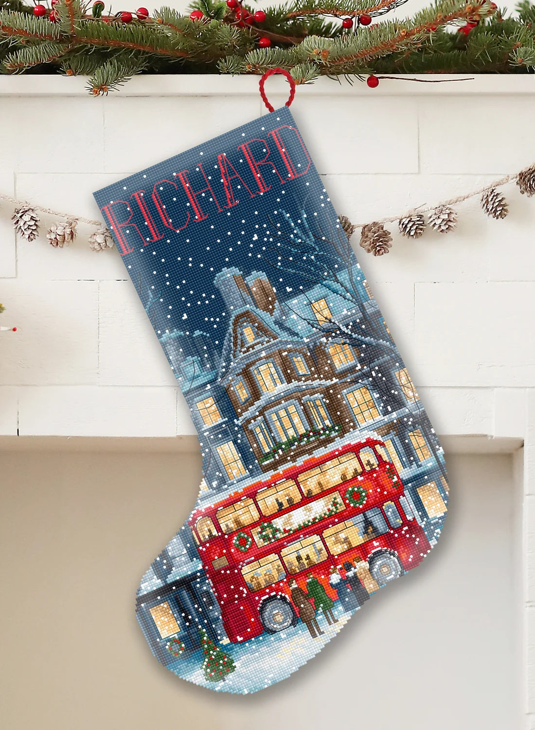L10-003 London Christmas Bus Stocking