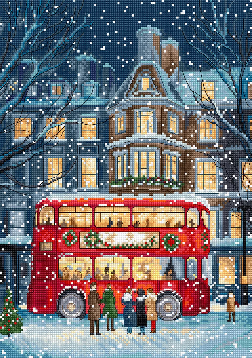 Cross Stitch Kit-L9982 London Christmas Bus