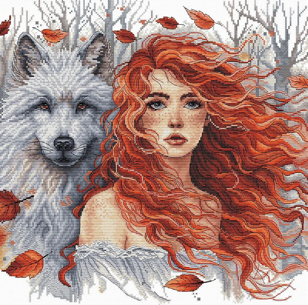 The Ginger Girl and the Wolf - AVA P049 Cross Stitch Kit