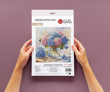 Hydrangeas in Watercolor - Cross Stitch Kit AVA P052