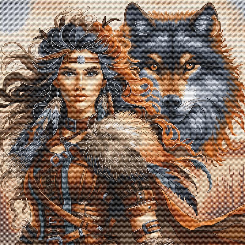 The Worrior and the Wolf - Cross Stitch Kit AVA P076