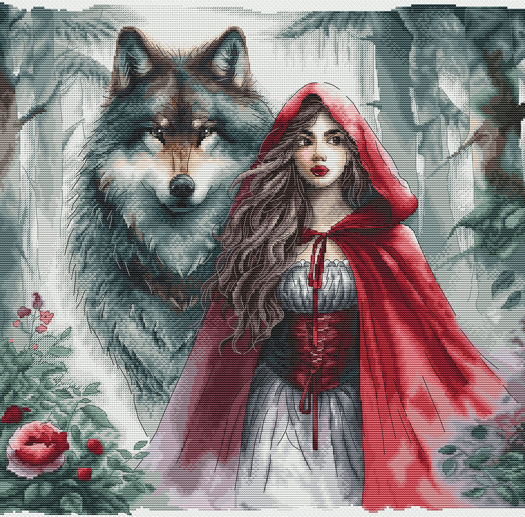 The Young Girl and the Guardian Wolf - Cross Stitch Kit AVA P083