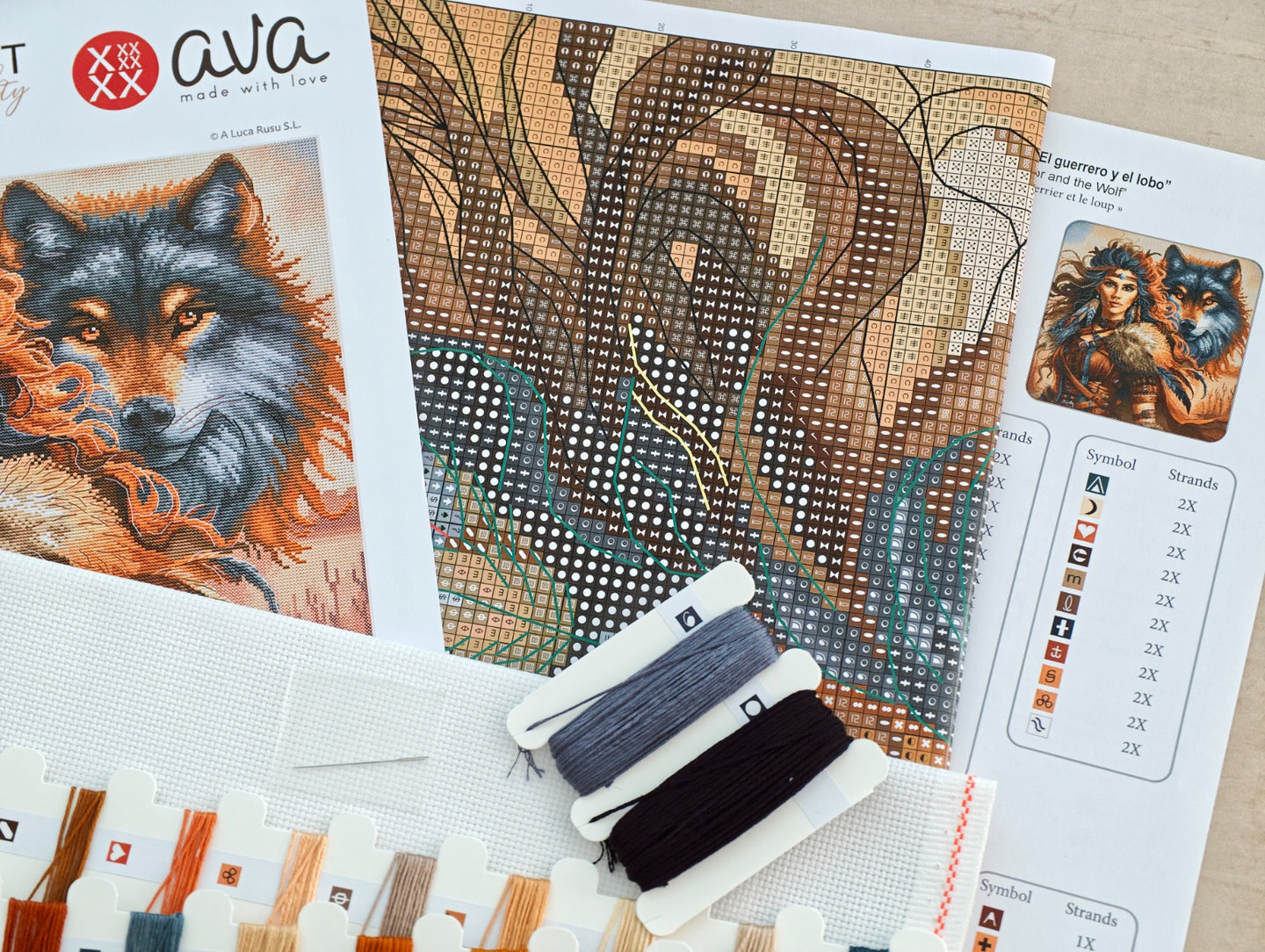 The Worrior and the Wolf - Cross Stitch Kit AVA P076