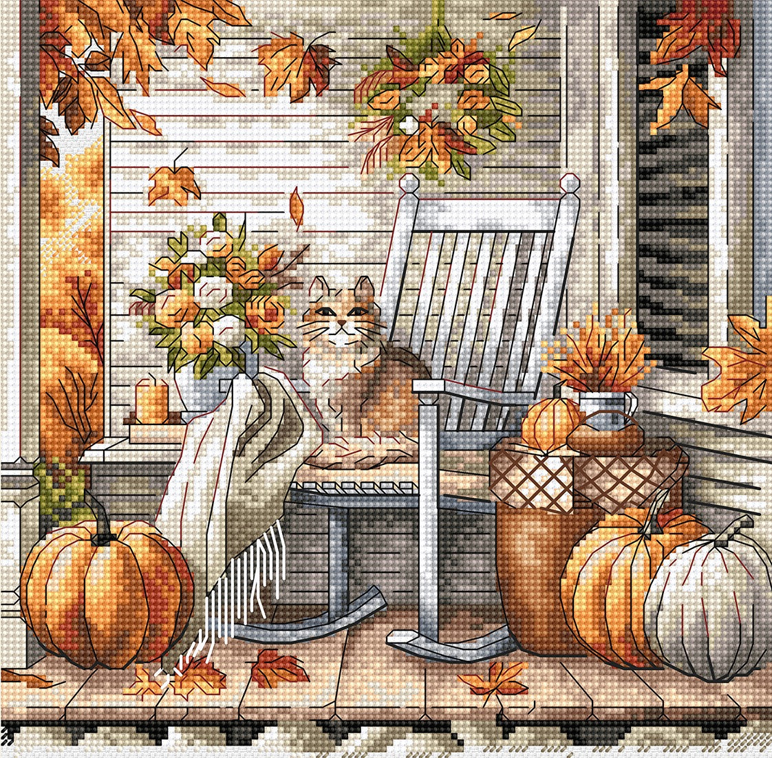 P101 Autumn Whiskers Digital Cross Stitch Pattern (PDF, SAGA & Dize)