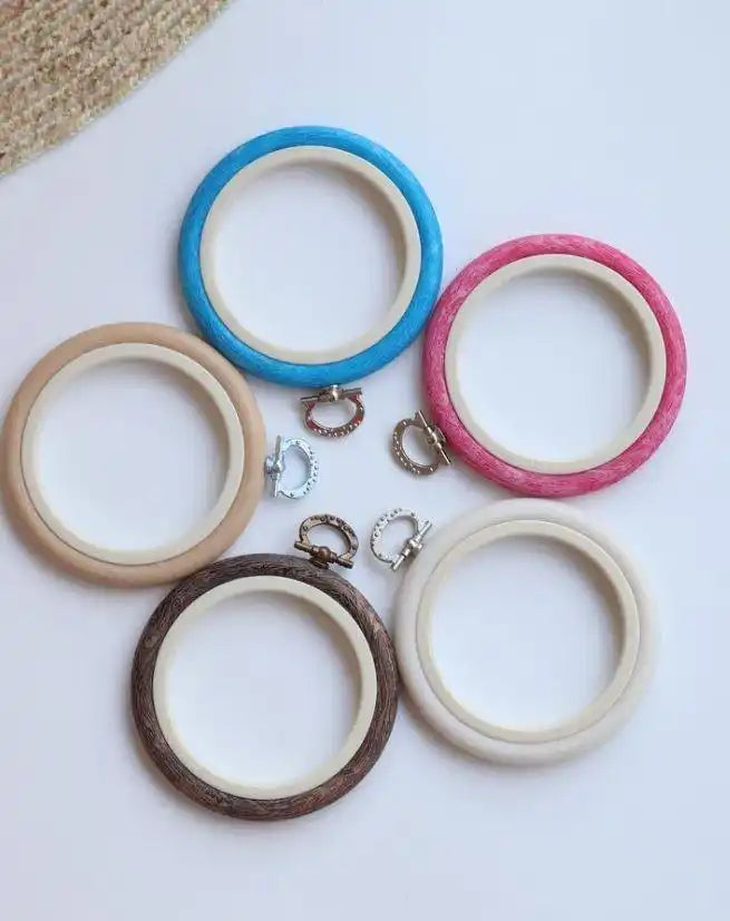 Blue Embroidery Round Hoop - Nurge Flexible Hoop, Round Cross Stitch Hoop