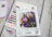 Lucas cross-stitch kit with fabric, threads, and scissors on a wooden surface