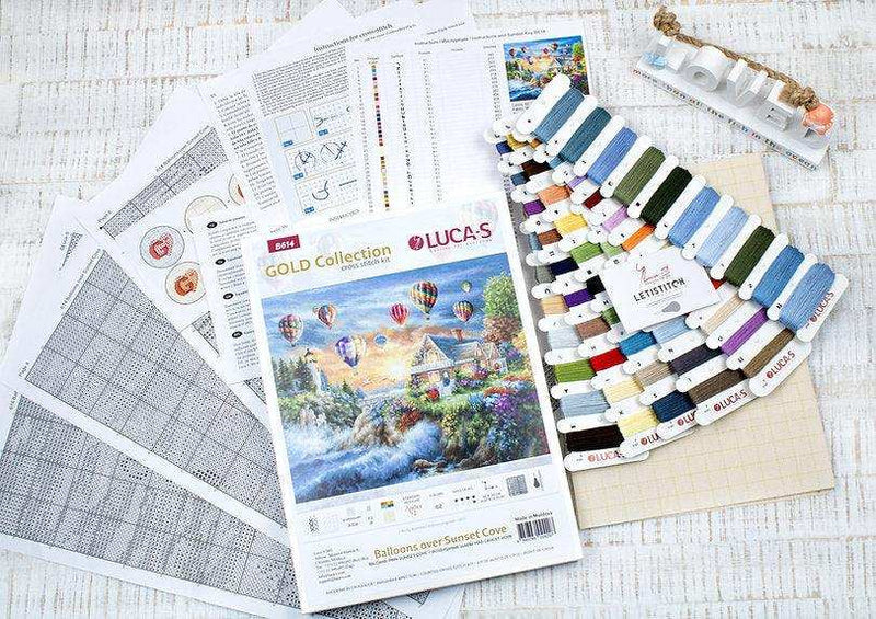 Cross Stitch Kit Luca-S Gold - Balloons over Sunset Cove, (B614)