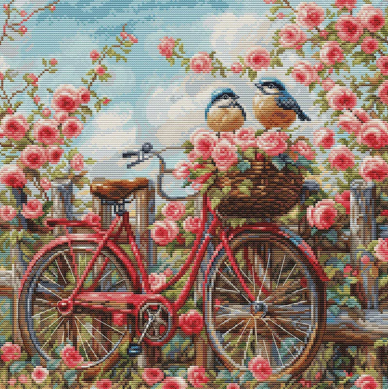 Cross Stitch Kit Luca-S Gold - Bicycle with Roses , (BU5061)
