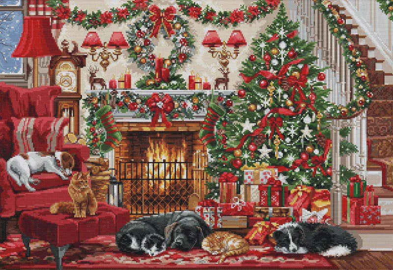 Cross Stitch Kit Luca-S GOLD - Cosy Fireplace, (BU5041)