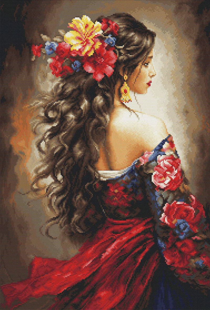 Cross Stitch Kit Luca-S GOLD - The Spanish Girl, (B702)