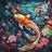 Colorful Koi fish in an underwater scene with flowers and plants