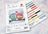Cross stitch kit with owl design and color chart on a light background