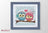 Cross-stitched design of two owls in love with a heart, framed by Luca-S brand.