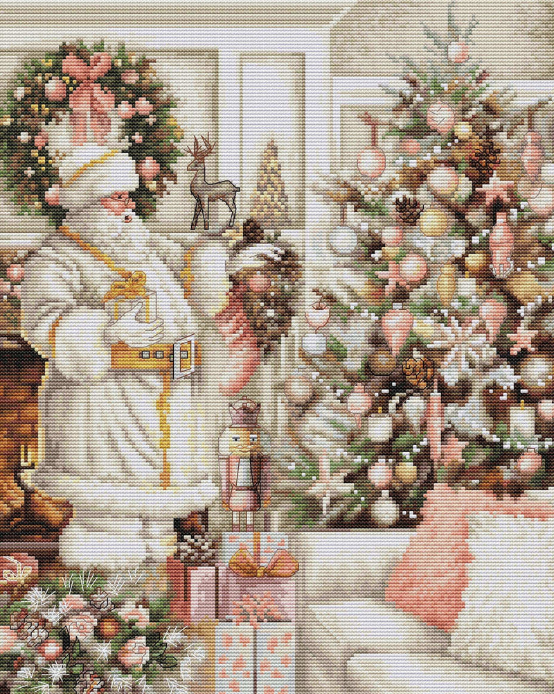 Cross Stitch Kit Luca-S - White Santa With Christmas Tree, (BU5019)