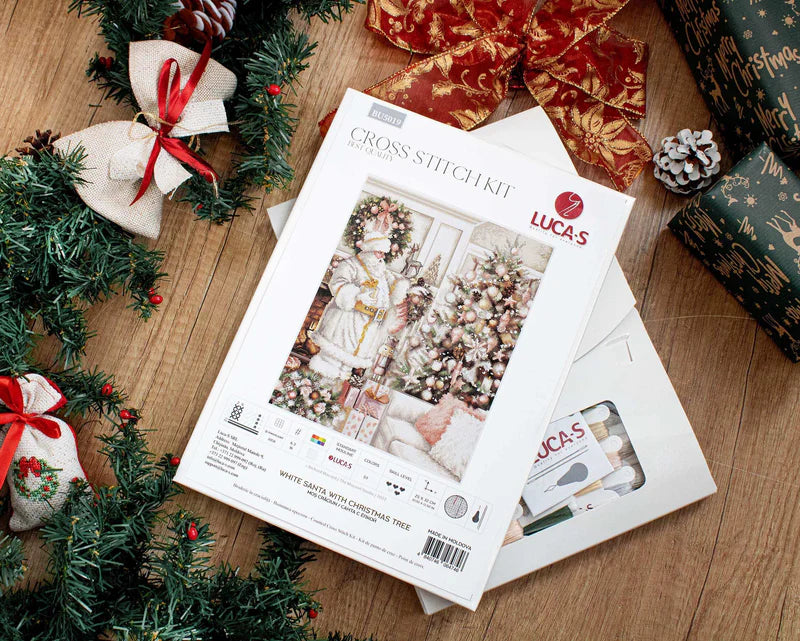 Cross Stitch Kit Luca-S - White Santa With Christmas Tree, (BU5019)