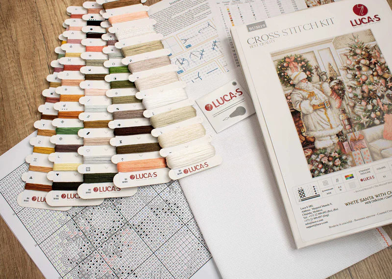 Cross Stitch Kit Luca-S - White Santa With Christmas Tree, (BU5019)