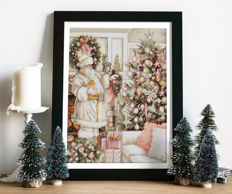Cross Stitch Kit Luca-S - White Santa With Christmas Tree, (BU5019)