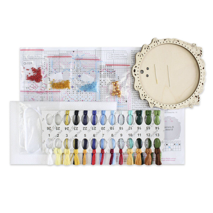 Cross-stitch kit on wooden base 