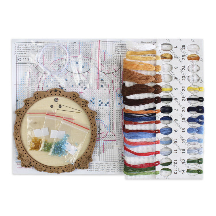 Cross-stitch kit on wooden base 