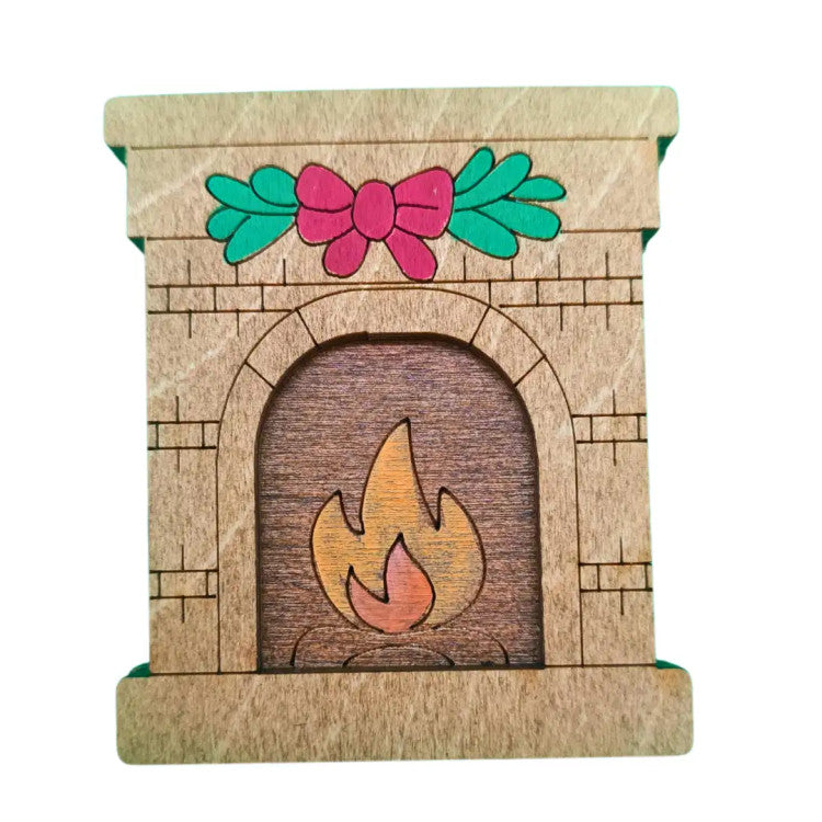 KF056/125 Wooden needle case. Fireplace.