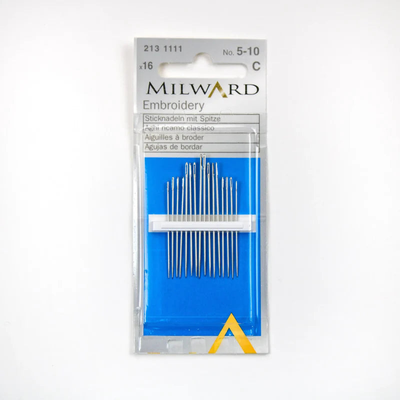 Milward Embroidery Needles No. 5 to 10 - 16 Pack