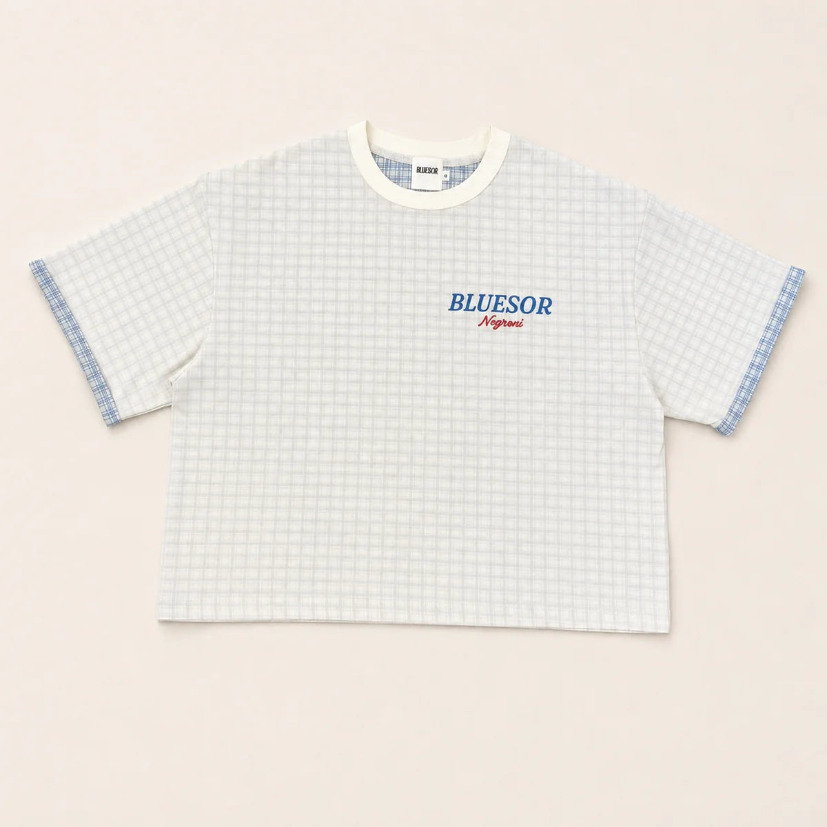 NEGRONI Plaid-Lined Double-Face Boxy T-shirt