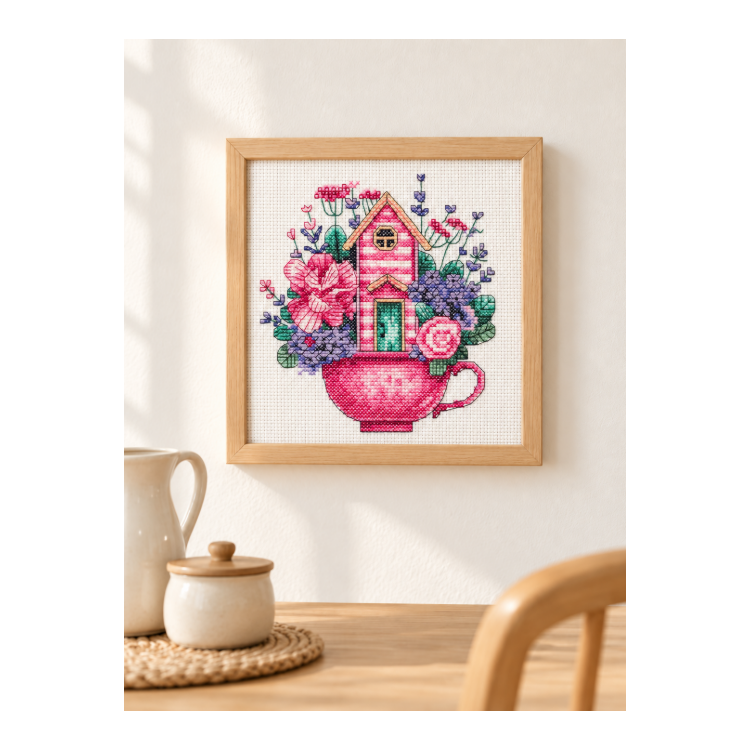 Cross stitch kit Teacup House D70-65232