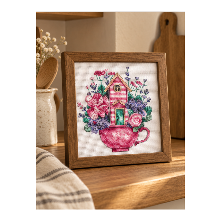 Cross stitch kit Teacup House D70-65232