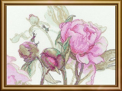 Cross stitch kit - Aine collection "Peonies. Delight" 18x15 cm SRA1009