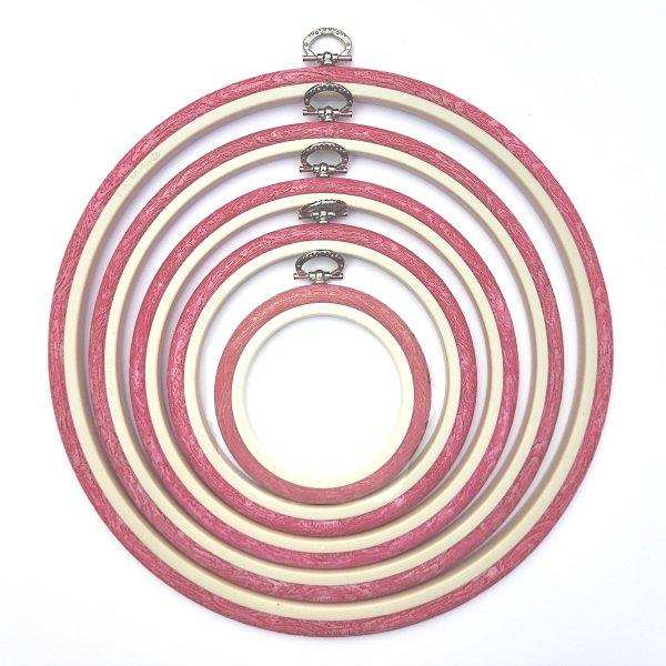 Pink Embroidery Round Hoop - Nurge Flexible Hoop, Round Cross Stitch Hoop