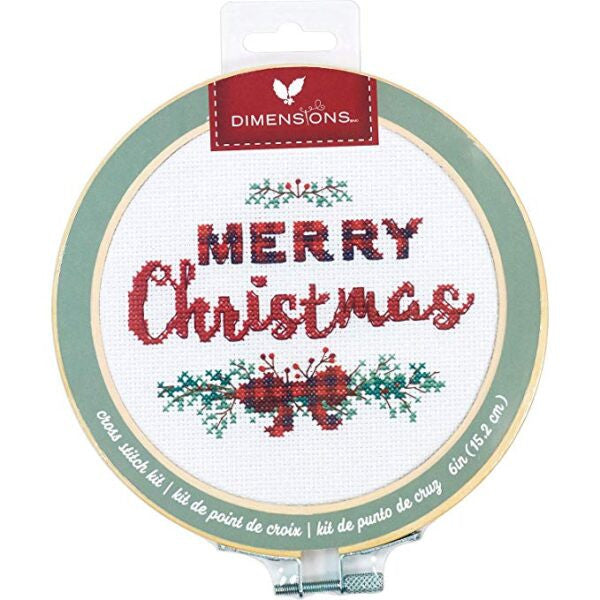 Cross stitch kit with wooden hoop "Merry Christmas" D72-76043