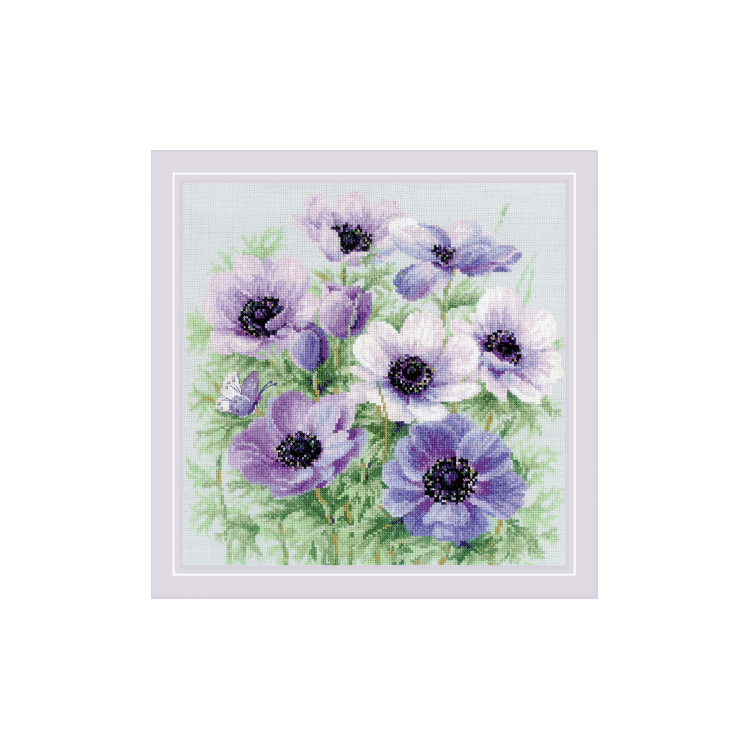Cross stitch kit "Purple Anemones" 30x30 cm SR2176