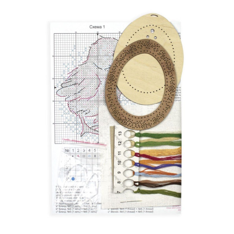 Cross-stich on wooden base 