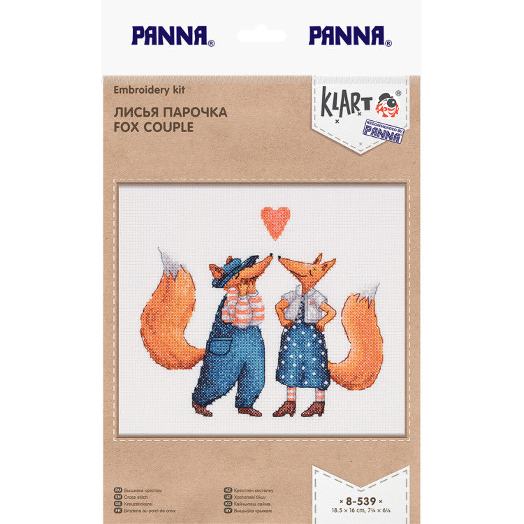 Cross stitch kit KLART "A pair of foxes" 18.5 x 16 cm KL8-539