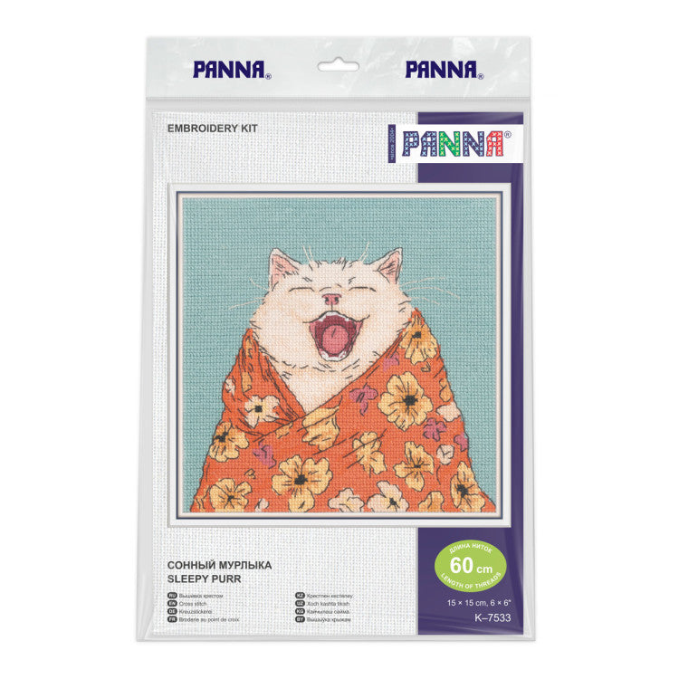 PK-7533 Cross stitch kit PANNA "Sleepy cat" 15 x 15 cm