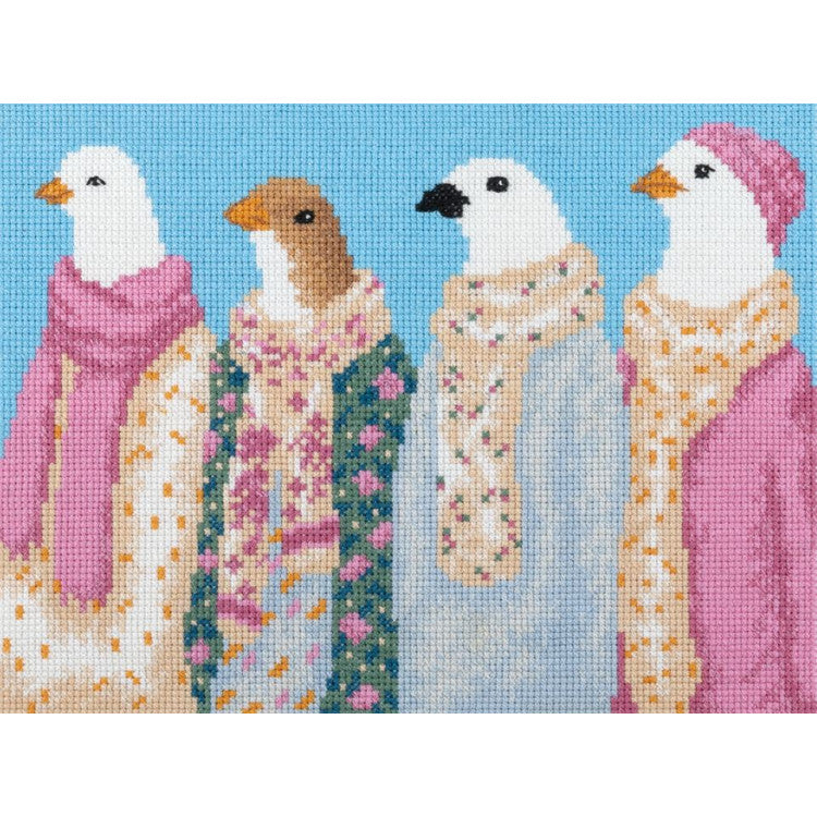 PNK-7550 Cross stitch kit PANNA "Stylish pigeons" 23 x 17.5 cm