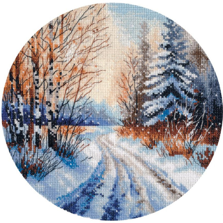 "Snowy road" 20×20 cm S1727 Cross stitch kit