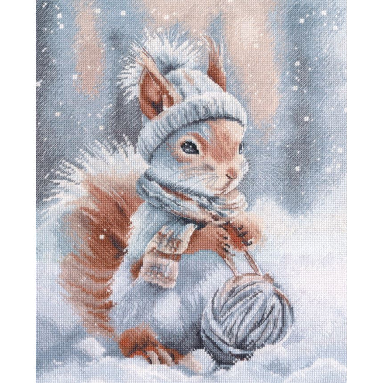 CROSS STITCH KIT "FLUFFY LITTLE CRAFTY SQUIRREL" 23×29 CM S1736