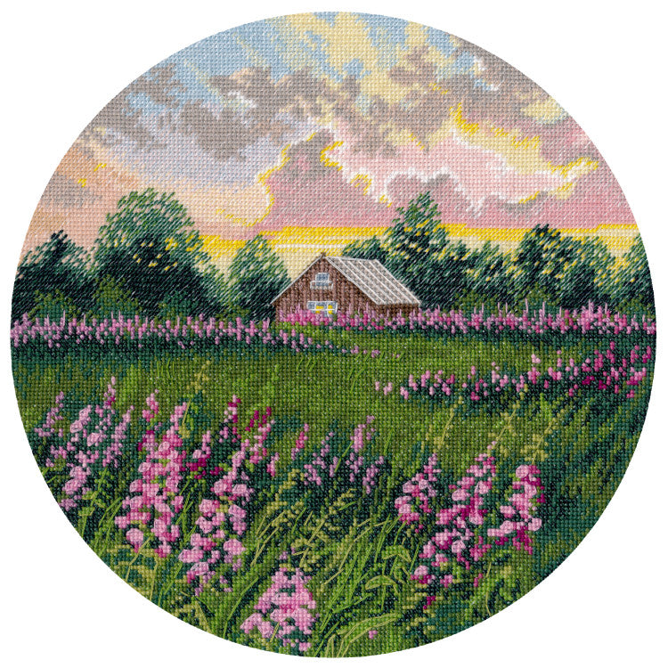 Cross stitch kit "Pink distances" 25×25 cm S1737