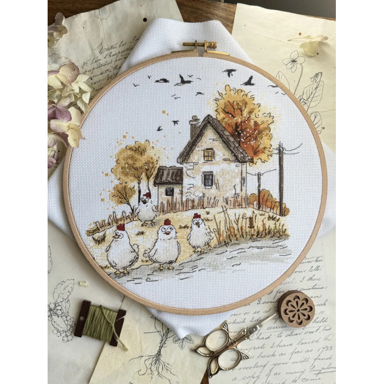 CROSS STITCH KIT "MISTRESSES OF THE YARD" 22.5 X 21 CM SANH-08