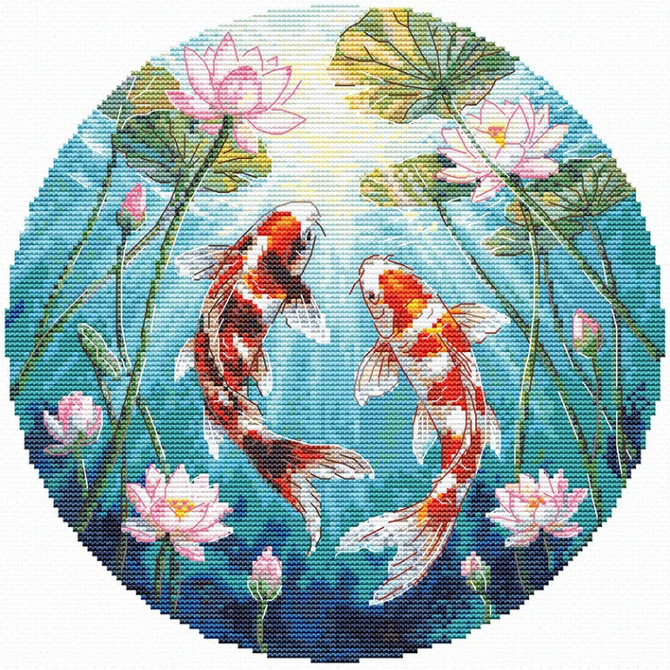 CROSS STITCH KIT "CARPS AND LOTUSES" 21.5 X 21.5 CM SANK-73