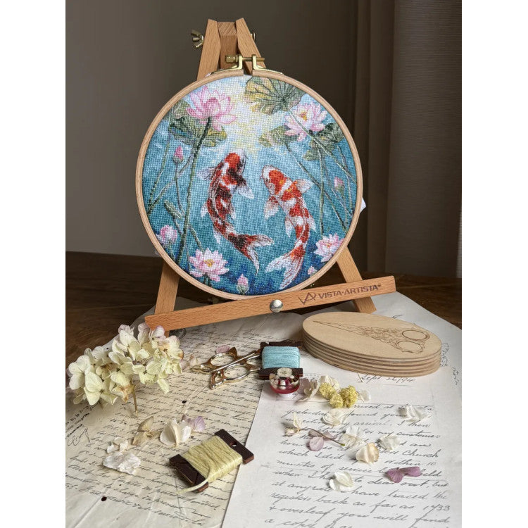 CROSS STITCH KIT "CARPS AND LOTUSES" 21.5 X 21.5 CM SANK-73