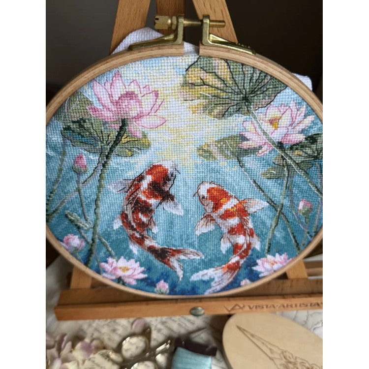 CROSS STITCH KIT "CARPS AND LOTUSES" 21.5 X 21.5 CM SANK-73