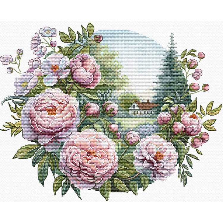 "Peony tenderness" 25 х 21 cm SANP-79 Cross stitch kit