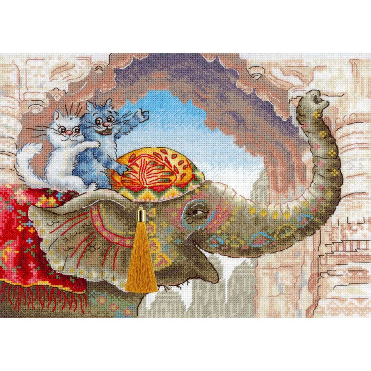 "Riding an elephant" 25*20 cm SNV-1015 Cross stitch kit