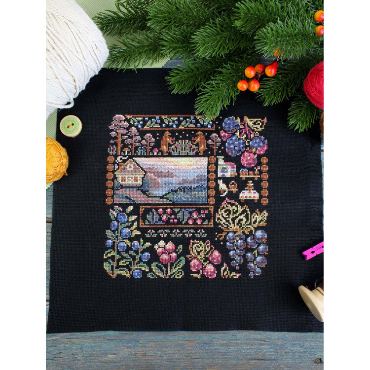 CROSS STITCH KIT "SAMPLER. DAWN IN THE VILLAGE" 19*19 CM SNV-1036