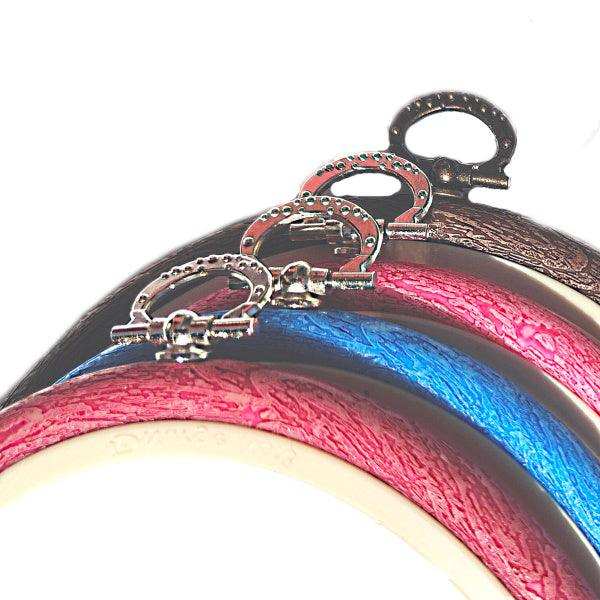 Pink Embroidery Round Hoop - Nurge Flexible Hoop, Round Cross Stitch Hoop